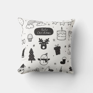 Coussin style de Noël noir et blanc