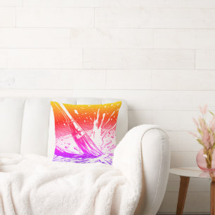 Coussin Style de pinceau graphique coloré Tache de peintur