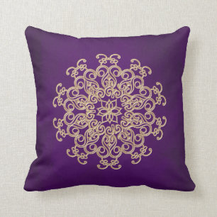 Coussin Style de POURPRE et d'Indien d'or