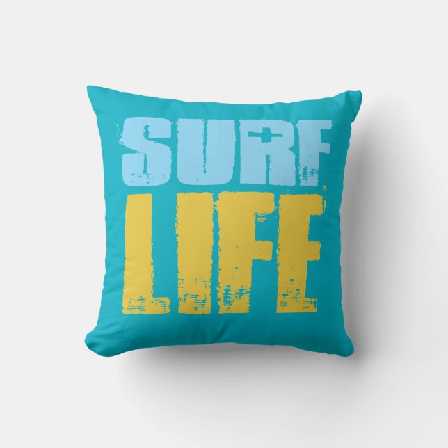Coussin Style de surfer de plage de la vie de surf (Recto)