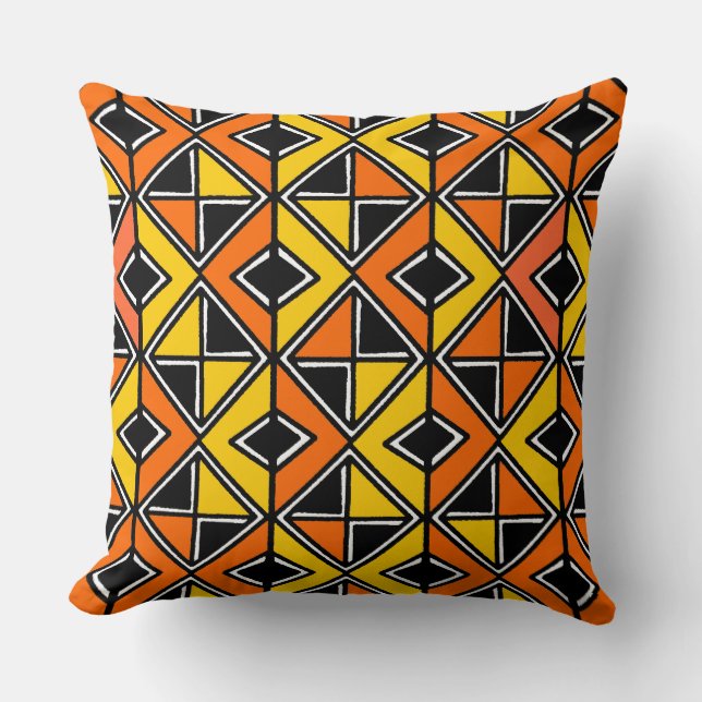 Coussin Style de tissu boueux 100215(2) - Ambre et Orange (Recto)
