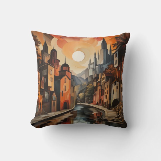 Coussin Style d'impressionnisme de paysage urbain - 2 côté (Recto)