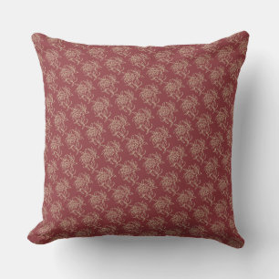 Coussin Style ethnique Flore Mini-imprimé Beige sur marron