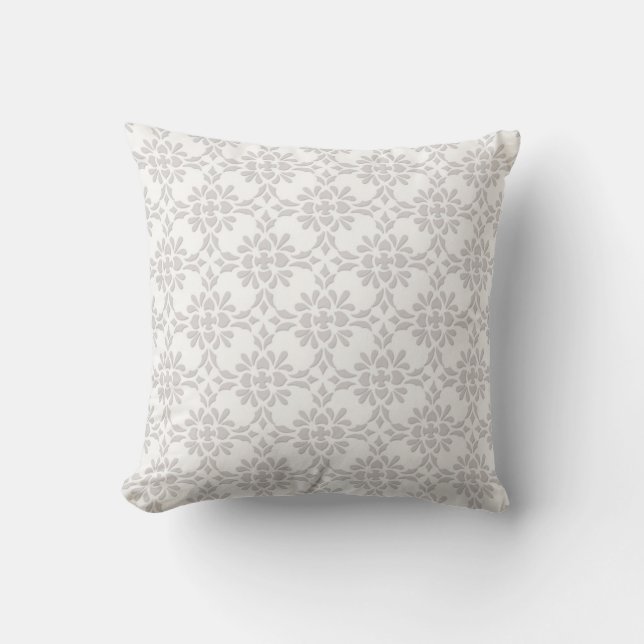 Coussin Style gris et blanc Damas Motif (Recto)