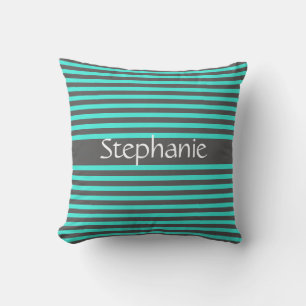 Coussin Style Gris Turquoise Gris Gris Blanc Nom personnal