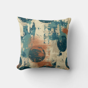 Coussin Style Grunge Moderne Style Bleu forme ronde