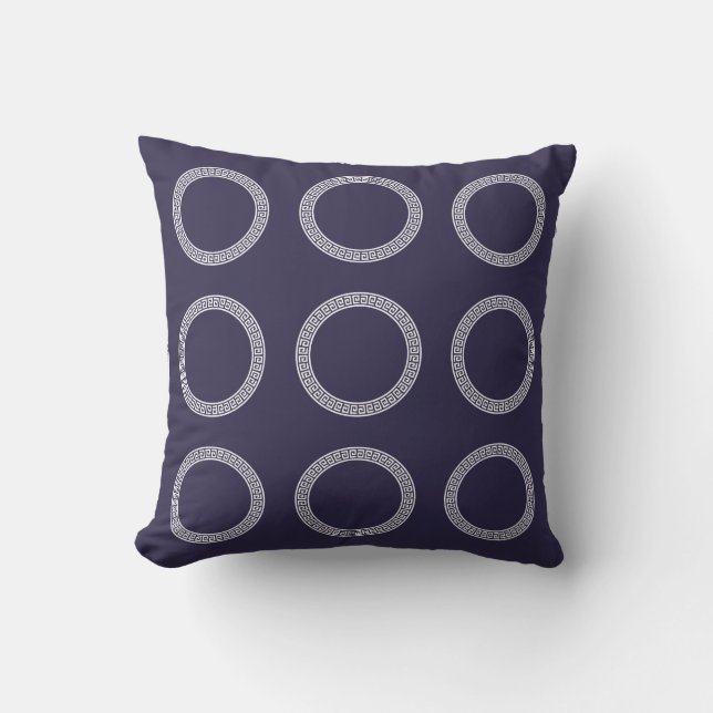 Coussin Style Hamptons Marine Indigo Bleu Blanc Géométriqu (Recto)