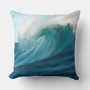 Coussin Style impressionniste vague turquoise