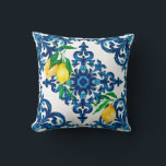 Coussin style italien, mosaïque, bleu, citron,<br><div class="desc">Été,  dynamique,  Carreaux méditerranéens</div>