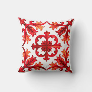 Coussin Style italien, mosaïque, rouge