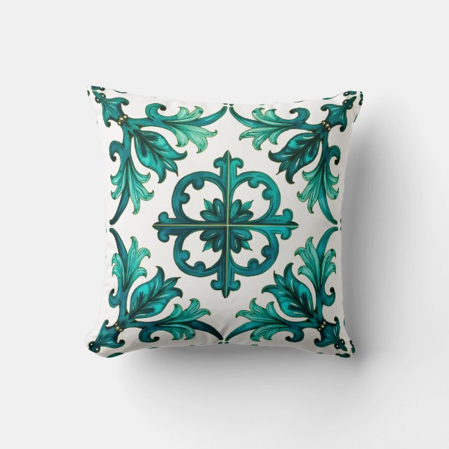 Coussin Style italien, mosaïque, vert (Recto)
