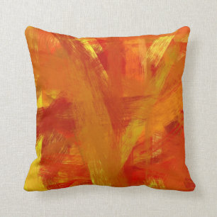 Coussin Style jaune-orange de peinture de beaux-arts