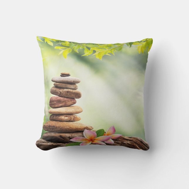 Coussin Style Lotus Flower Paysage, Stones Zen (Recto)