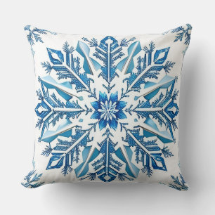 Coussin ❄️ Style maison cosy flocon de neige bleu pour l'h