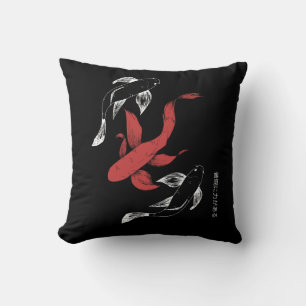 Coussin Style minimaliste Japonais Koi Poisson Dessiné À L