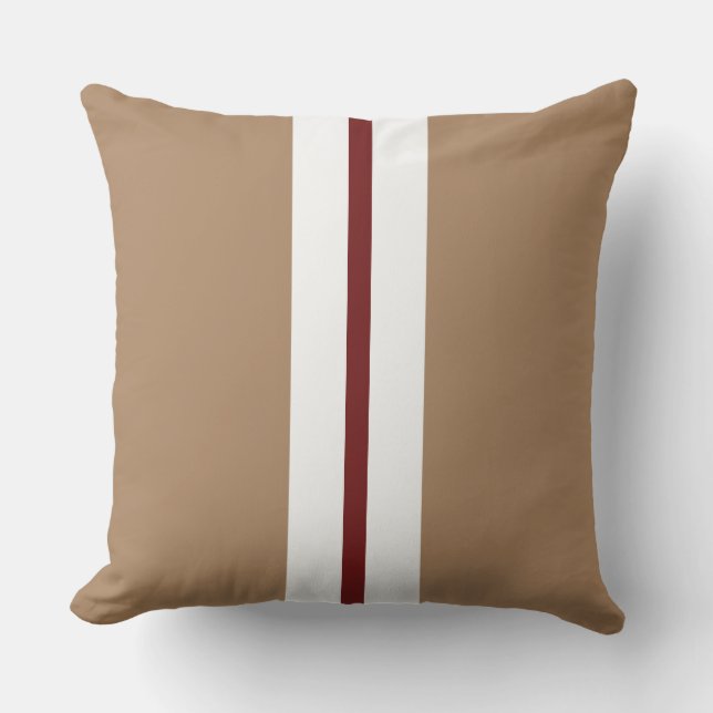Coussin Style Mocha Brown foncé rouge blanc rayures de cou (Recto)