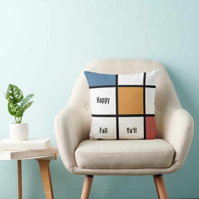 Coussin Style Mondrian Bleu Or Personnalisable (Chaise)