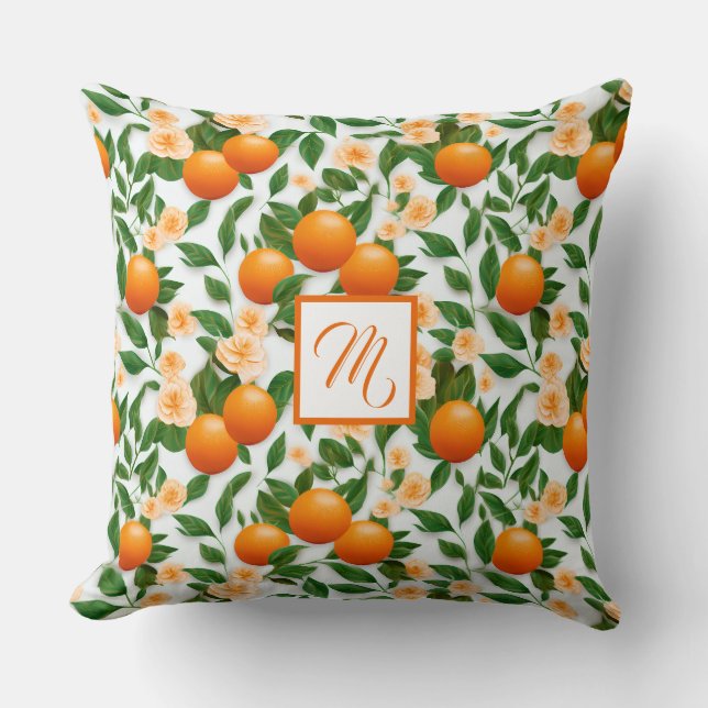 Coussin Style Monogrammed Valencia Orange Décoratif (Recto)