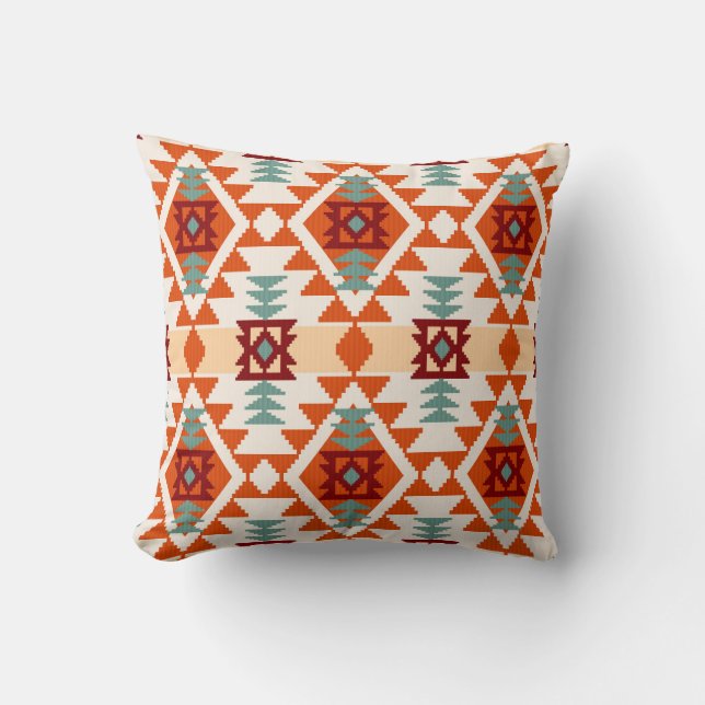 Coussin Style natif américain géométrique sans couture (Recto)