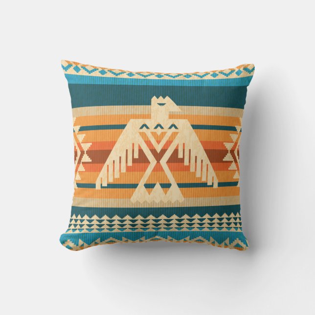 Coussin Style Navajo abstrait motif sans couture avec aigl (Recto)