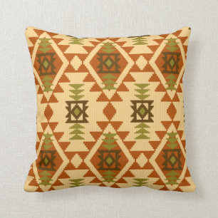 Coussin Style Navajo ethnique tribale géométrique transp