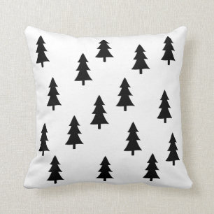 Coussin Style noir abstrait moderne de Scandinave d'arbres