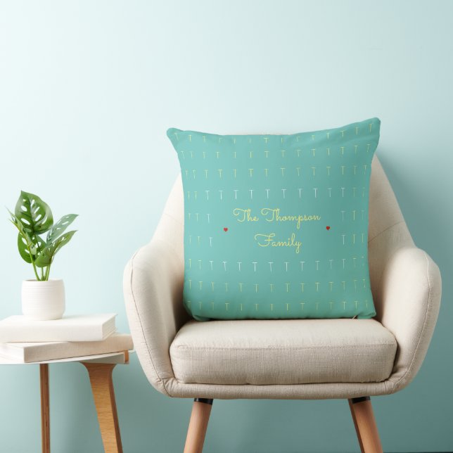 Coussin style Nom de famille & initial personnalisé gentil (Chaise)