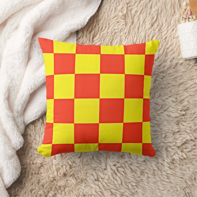 Coussin Style orange et jaune rétro À damiers (Couverture)
