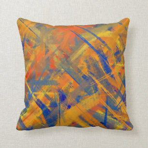 Coussin Style peint par beaux-arts jaunes bleus oranges