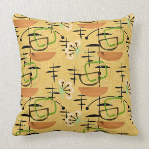 Coussin Style rétro Gold, Black et Green Fifties