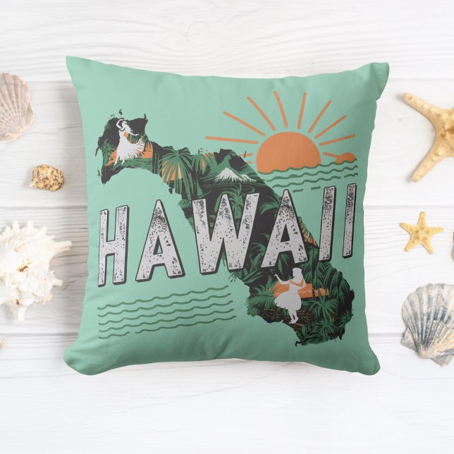 Coussin Style rétro Hawaii Silhouette (Créateur téléchargé)