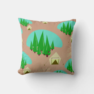 Coussin Style Rétro Kitschy Camping Motif d'illustration
