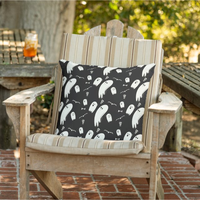 Coussin Style rétro vintage Crâne Happy Halloween (Chaise)