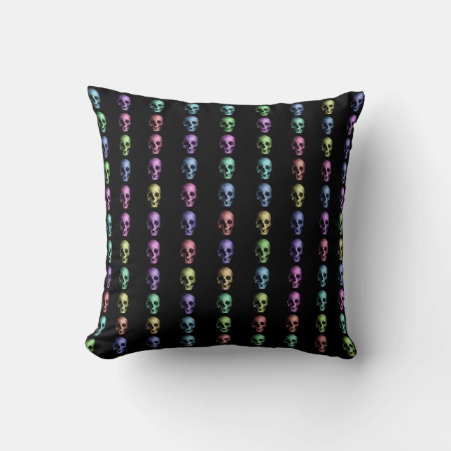 Coussin Style rétro vintage Crâne Happy Halloween (Recto)