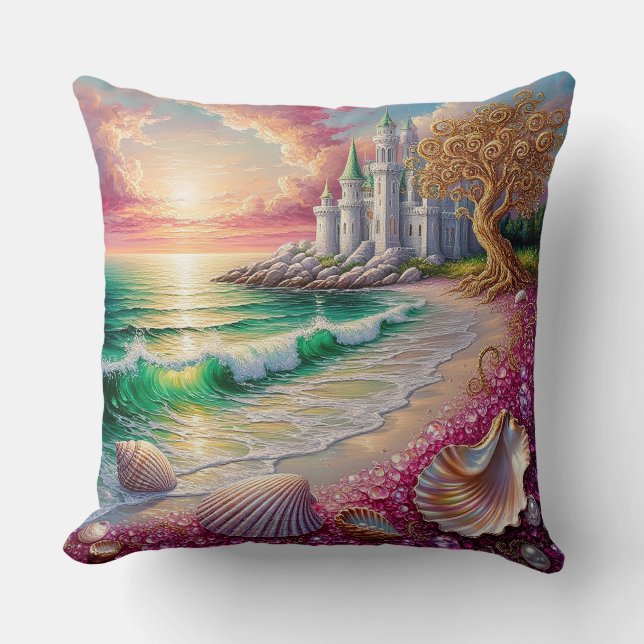Coussin 🌸 Style Rêveur de la Côte Océanique Coquillage 🌸 (Recto)