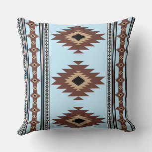 Coussin Style Sud-Ouest Bleu Et Brown