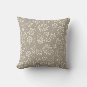 Coussin Style Taupe Floral Motif Moderne Ferme