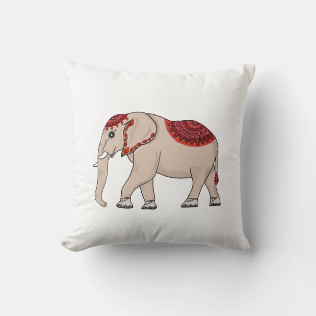 Coussin Style thaïlandais éléphant. (Recto)