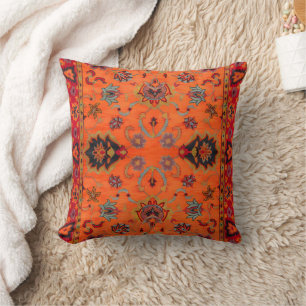 Coussin Style Tribal Marocain Orange Bohème