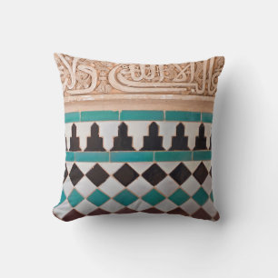 Coussin Style turquoise et Tan Arabesque