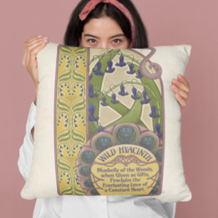Coussin Style vintage Bluebell Art avec Motif d'or Retour