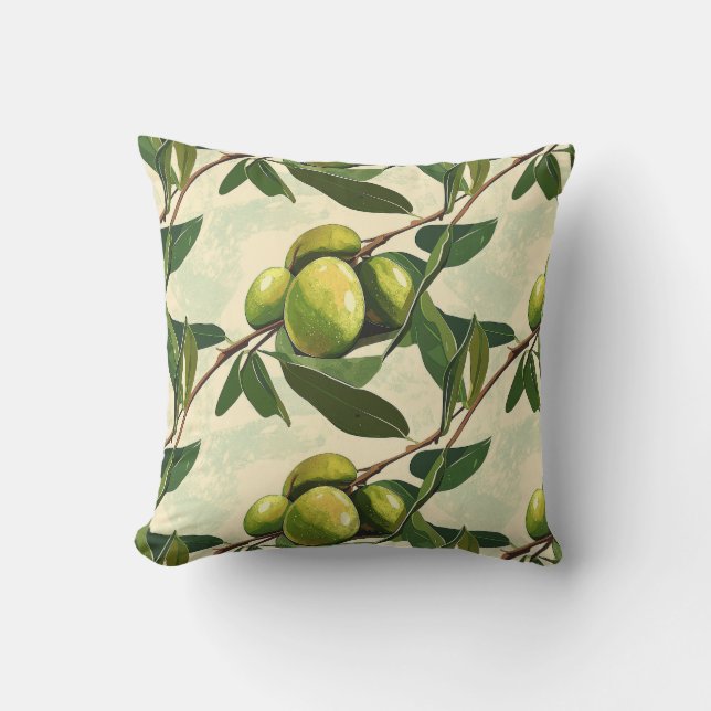 Coussin Style vintage Green Olive Design (Recto)