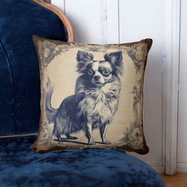 Coussin Style Vintage long Haired Chihuahua (Créateur téléchargé)
