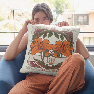 Coussin Style Vintage Tiger Lily avec Motif vert Retour