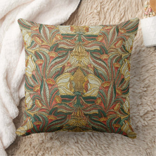 Coussin Style William Morris Rose Botanique Verte