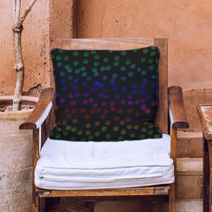 Coussin Stylish rainbow Flowers pattern on black