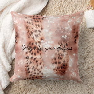 Coussin Stylish Rose rose rose or Leopard Glitz
