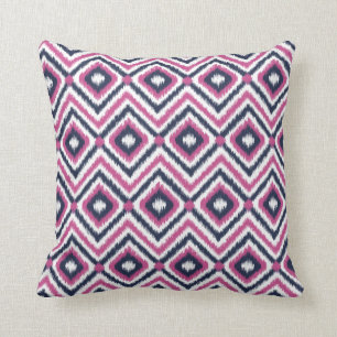 Coussin Stylisme Marine rose Ikat Diamond Motif