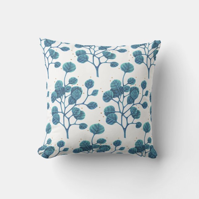 Coussin Stylo Motif Plante bleu vert dessin Jeu d'oreiller (Recto)