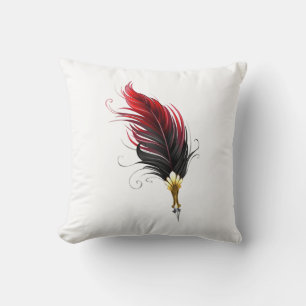 Coussin Stylo rouge en plumes avec nib or